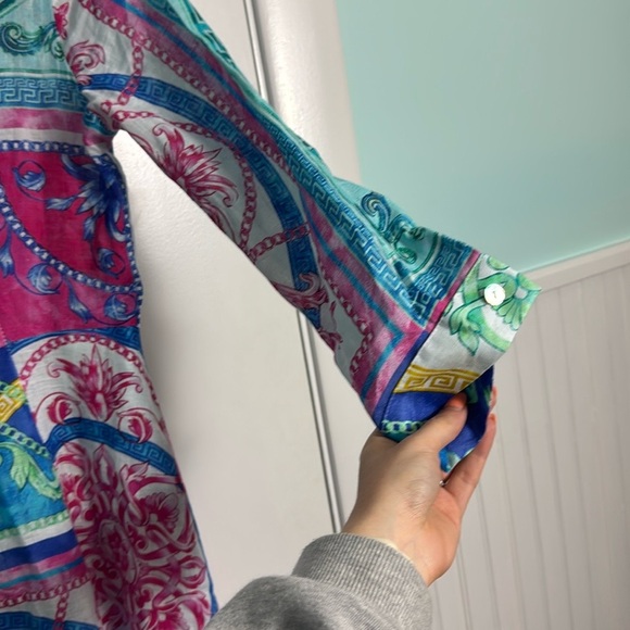 Sesto Senso Italian Linen Printed Button Up Maxi Shirtdress Medium Europe - Picture 5 of 12